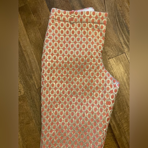 NWT never worn J. Crew Collection cafe capri in gilded dot melon brocade, size 6 - Picture 6 of 10